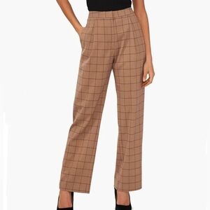 NWT Halogen Tan Wide Leg Windowpane Pants